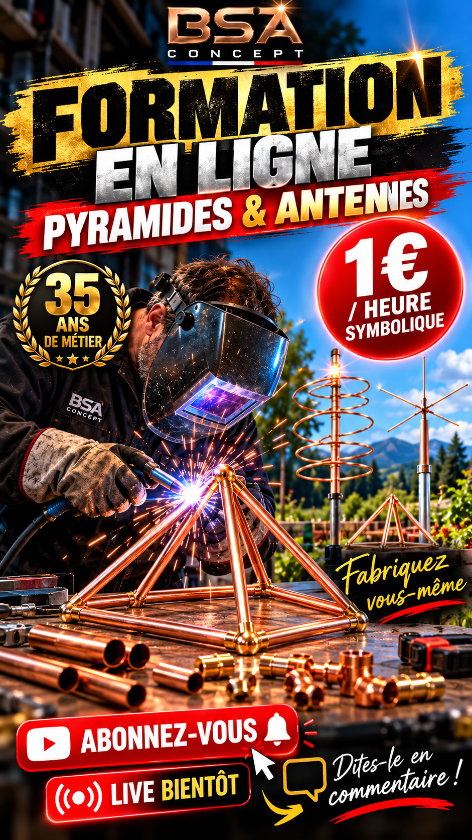 Formation Soudure et Fabrication de Pyramides et Antennes en Cuivre | BSA Concept