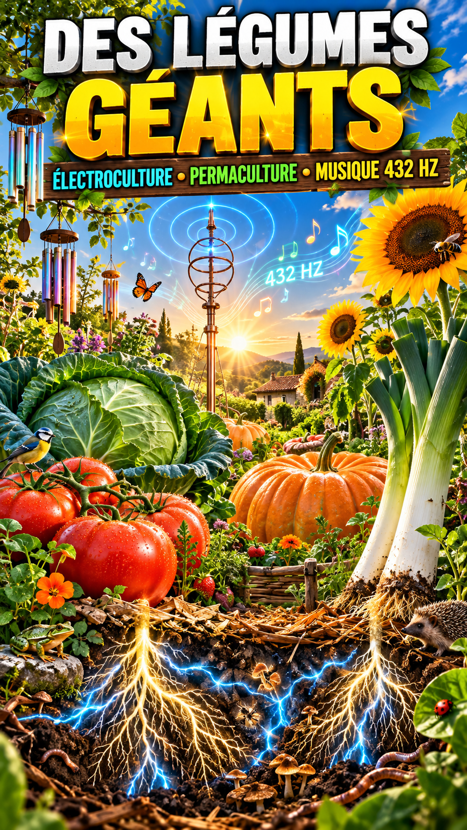 Antenne d'électroculture, légumes géants, permaculture et musique 432 Hz - BSA Concept